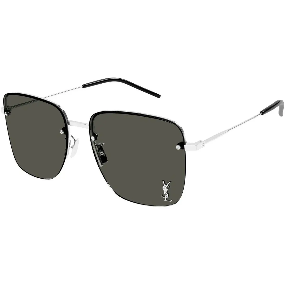 Saint Laurent SL 312 M 010 Silver Dark Grey Ysl Logo Women Sunglasses