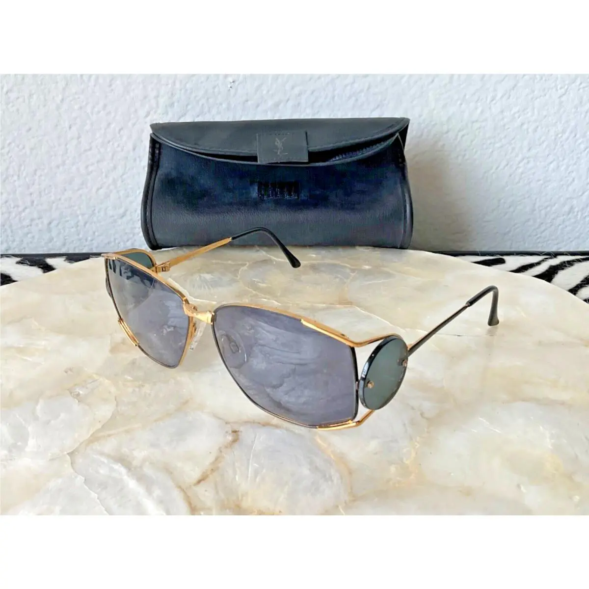 Gold Wrap SM / Blue Tint Vintage Sunglasses 6002 Y104/2 115 by Yves Saint Laurent