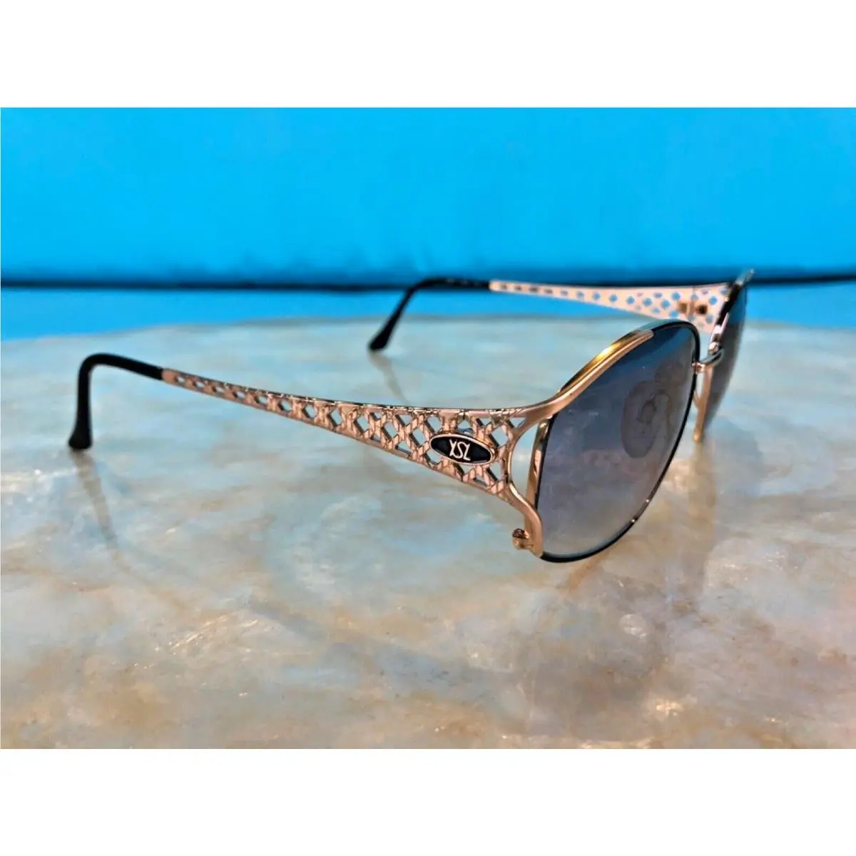 Yellow Gold Frame Vintage Sunglasses 6047 Y104 135 by Yves Saint Laurent