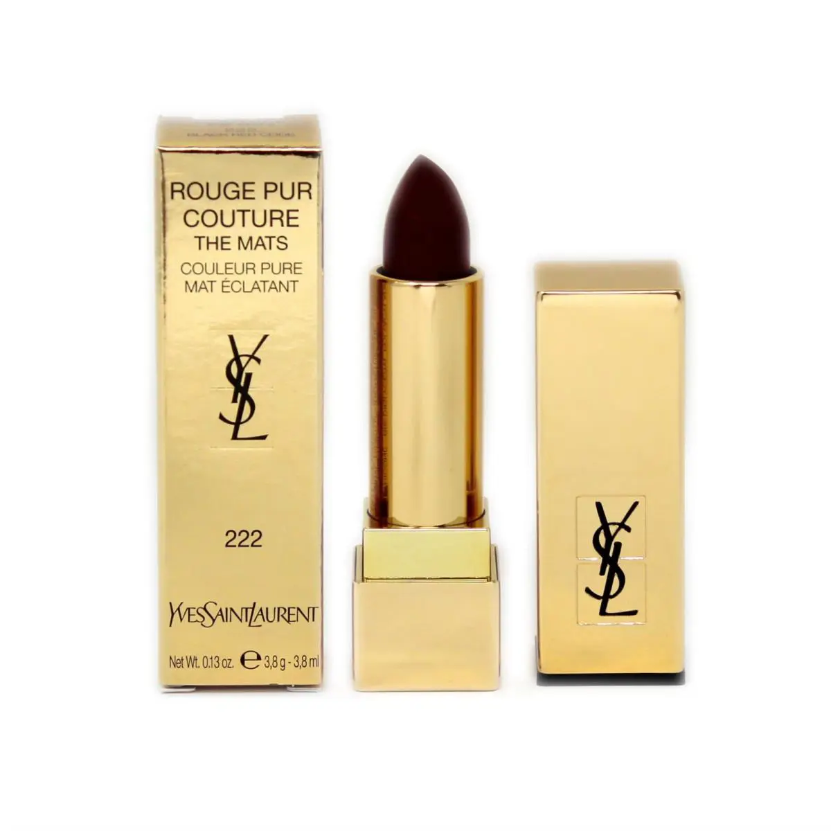 Yves Saint Laurent Ysl Rouge Pur Couture The Mats Couleur Pure 3.8ML 222-BLACK Red Code