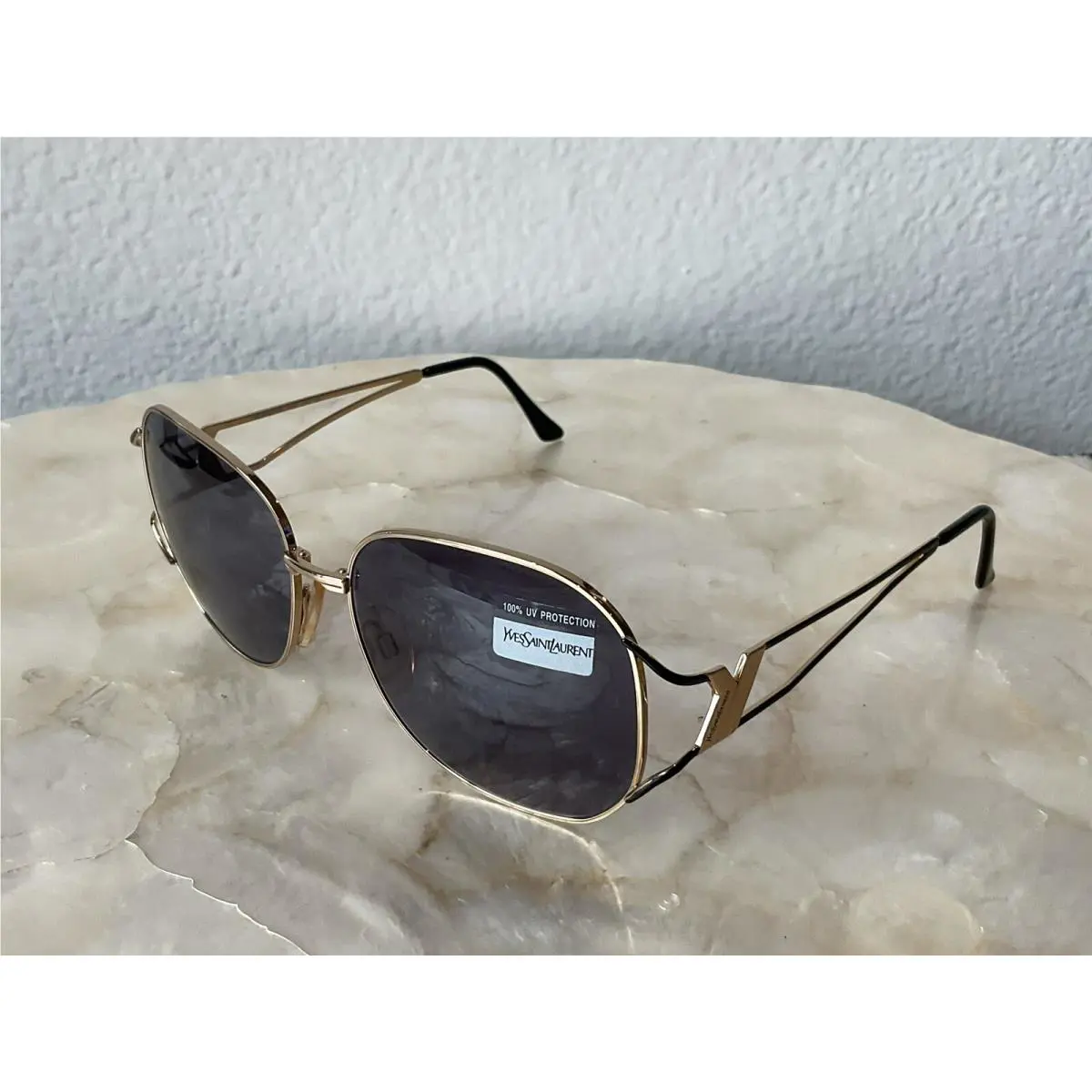 Yellow Gold Frame Vintage Sunglasses 6034 Y104 130 by Yves Saint Laurent