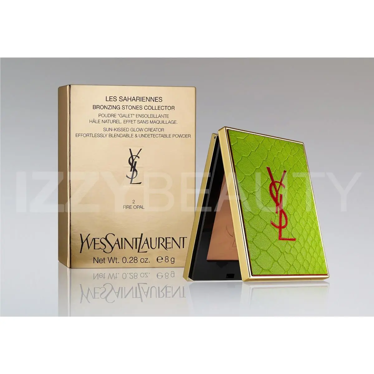 Yves Saint Laurent Ysl Les Sahariennes Bronzing Stones Collector No2 Fire Opal Green Leather Cover