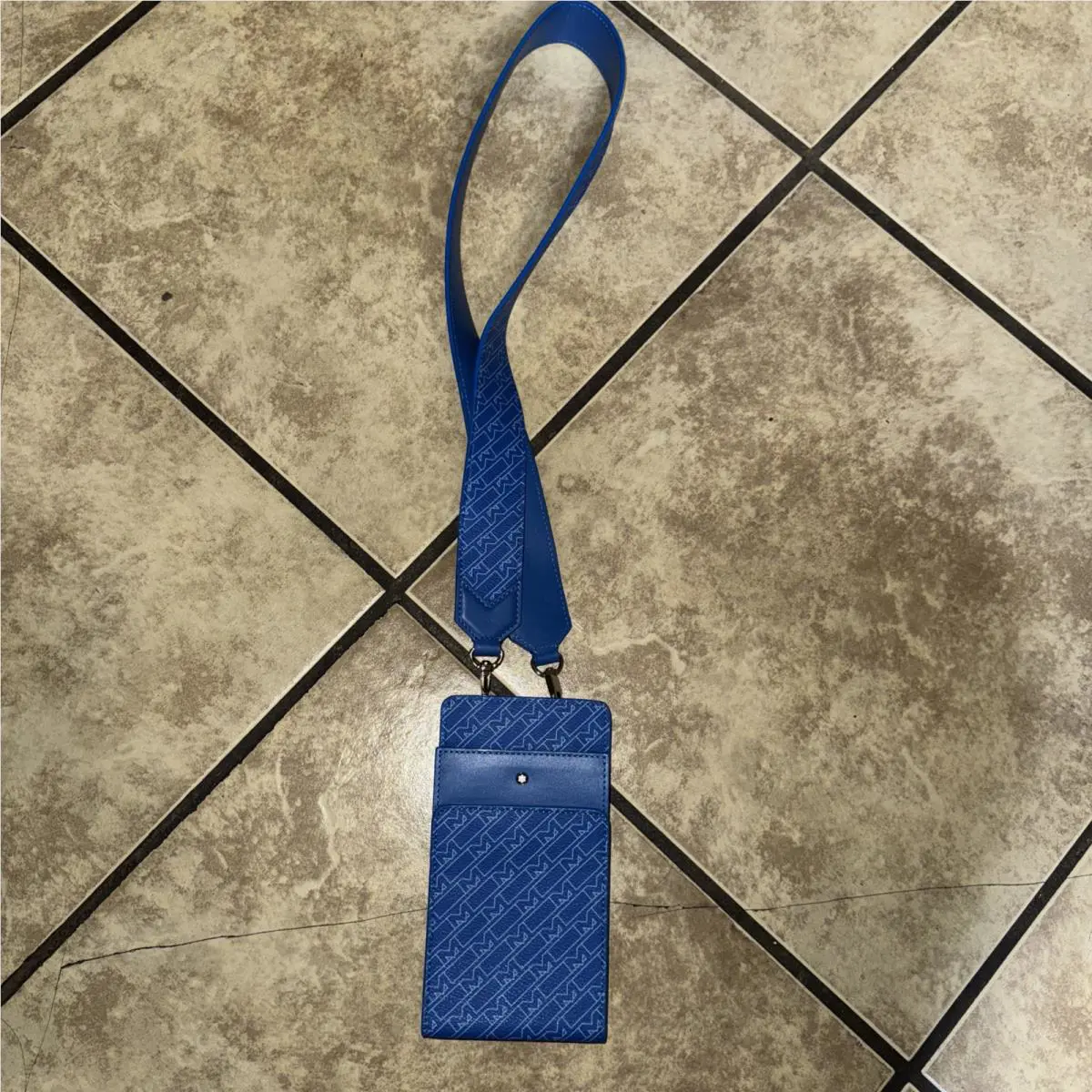 Montblanc Meisterstück Leather Mini Envelope Bag Blue Unisex Monogram