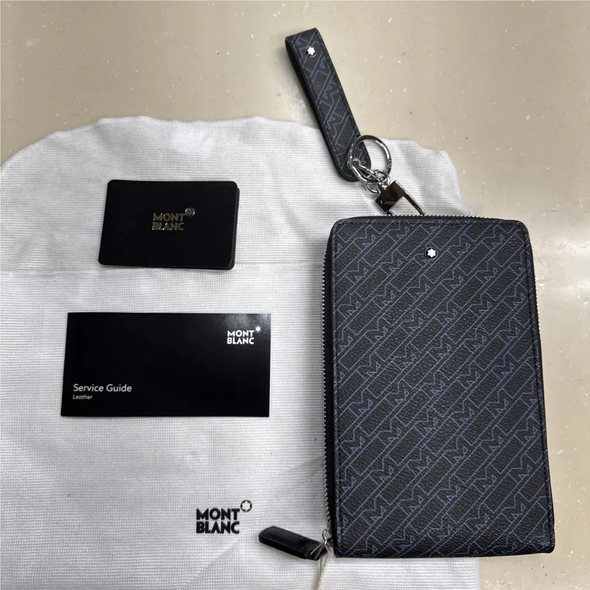 Montblanc Monogram Blue/blk Mini Envelope Crossbody Bag with Hand Strap