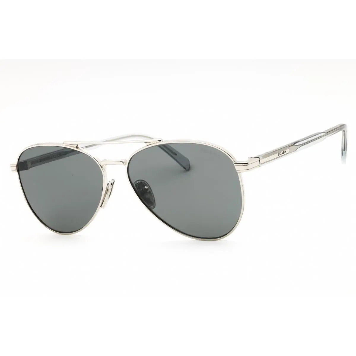Prada PR A58S 1BC175 Sunglasses Silver Frame Dark Grey Flash Silver Lenses 61mm