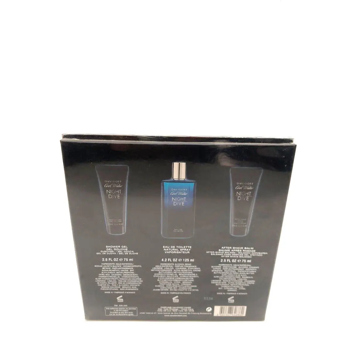 Davidoff Cool Water Night Dive Men 3PCS Set Shower Gel Edt After Shave Balm