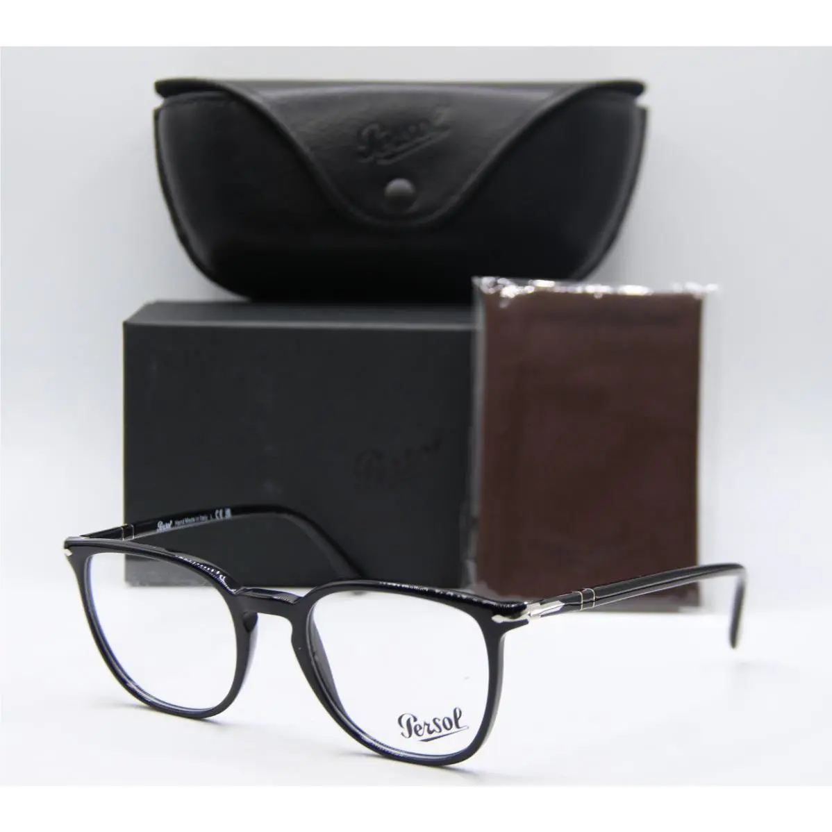 Persol P 3338-V 95 Black Silver Frames Eyeglasses 52-21