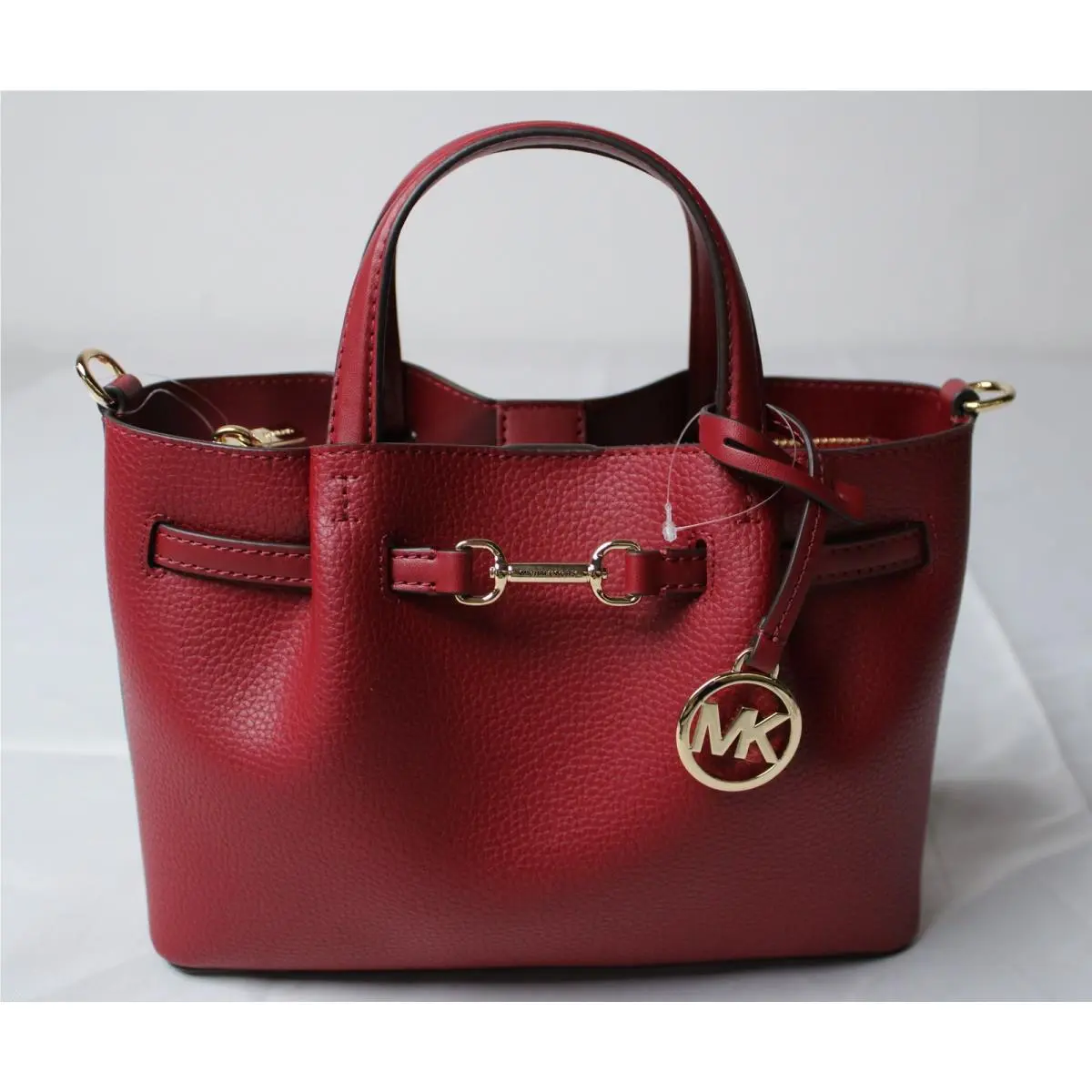 Women`s Carson Small Pebbled Leather Satchel CL8 Cherry One Size by Michael Kors