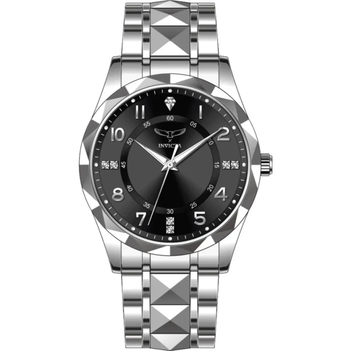 Invicta Men`s Watch Specialty I by Invicta Black Dial Silver Tone Bracelet 69027