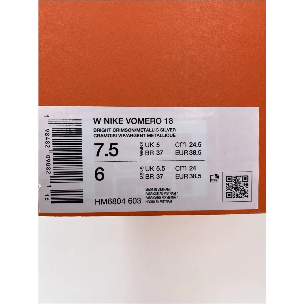 Nike shoes - Nike Vomero 18 - Vomero - HM6804-603 - Bright Crimson/White (UPC: 198482090821) 8