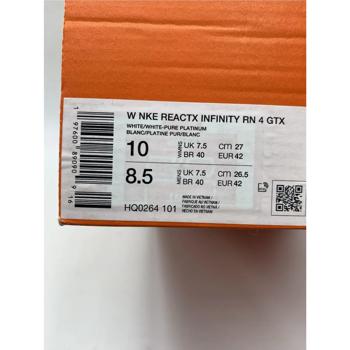 Nike shoes - Nike ReactX Infinity - ReactX Infinity - HQ0264 101 - White/Pure Platinum (UPC: 197600890909) 6