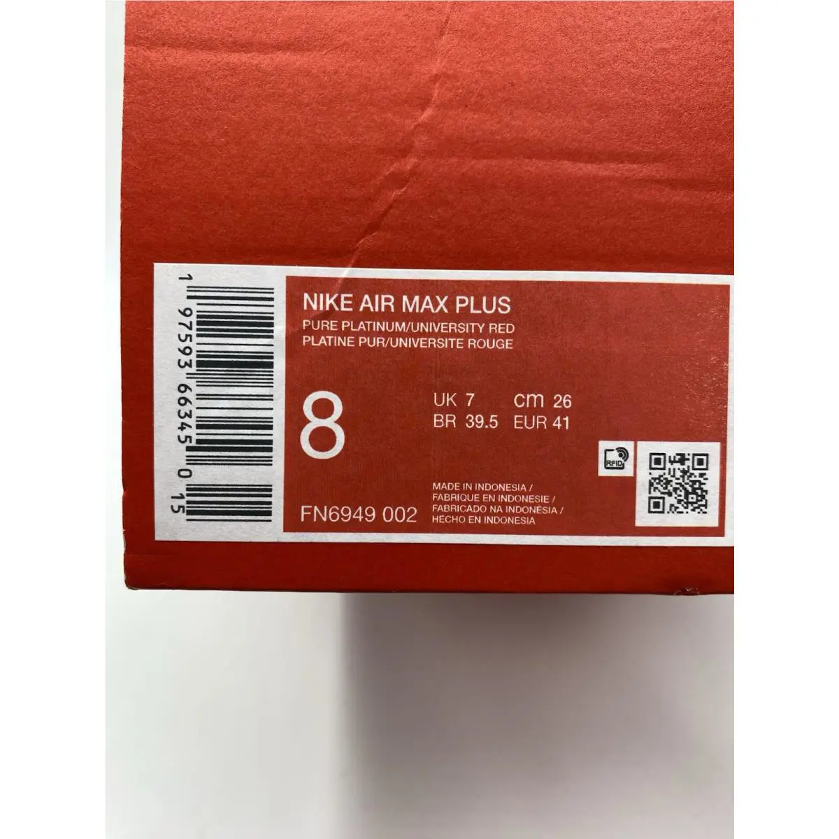 Nike shoes - Nike Air Max Plus - Air Max Plus - FN6949 002 - Pure Platinum/University Red (UPC: 197593663450) 6