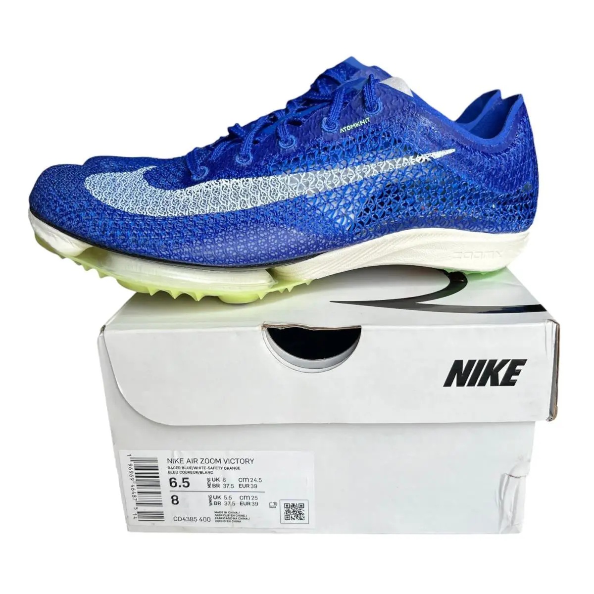 Nike Air Zoom Victory Size 6.5 Men`s Track Spikes Racer Blue CD4385-400 Nby - Blue