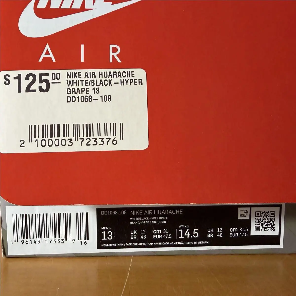 Nike shoes - Nike Air Huarache - Air Huarache - DD1068-108 - White, Manufacturer: White/Hyper Grape/Black 9