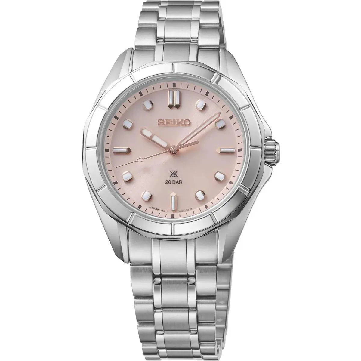Seiko Prospex Sea Series Pink Dial Stainless Steel Women`s Watch SUR597 - Dial: Pink, Band: Silver, Bezel: Silver