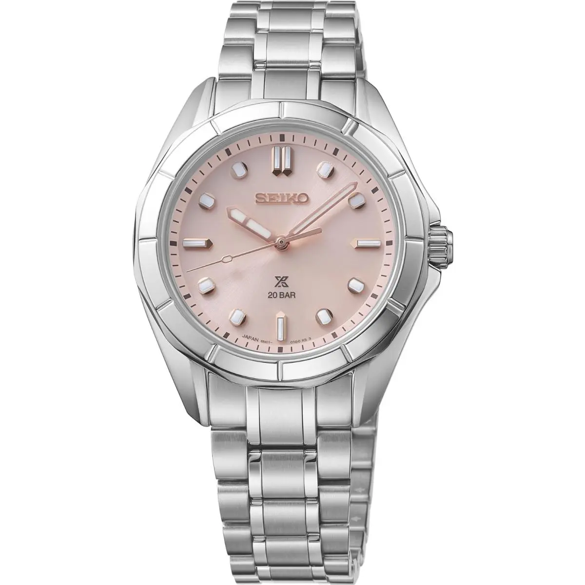 Seiko Prospex Sea Series Pink Dial Stainless Steel Women`s Watch SUR597 - Dial: Pink, Band: Silver, Bezel: Silver