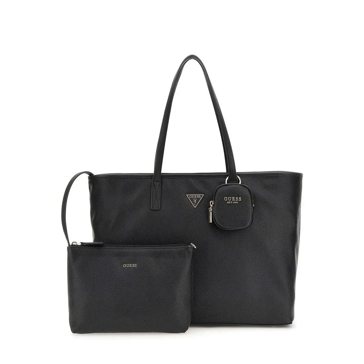 Power Play 4G Logo Shopper Shoulder Womens Bag In Black by Guess