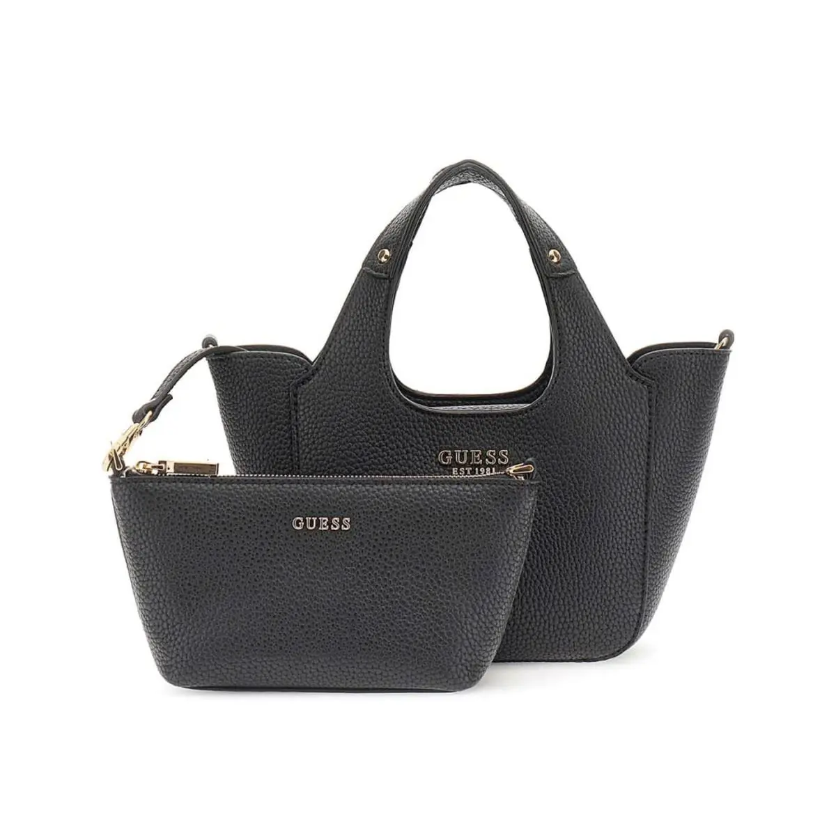 Calista Twin Handle Mini Shoulder Tote Womens Bag In Black by Guess