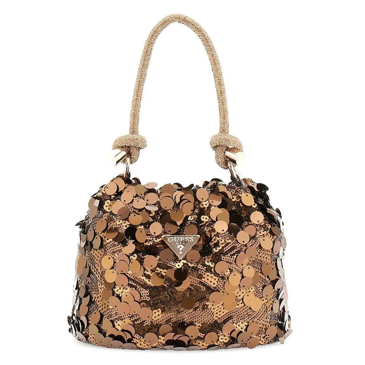 Holiday Shine Rhinestone Womens Handle Mini Bag In Bronze by Guess