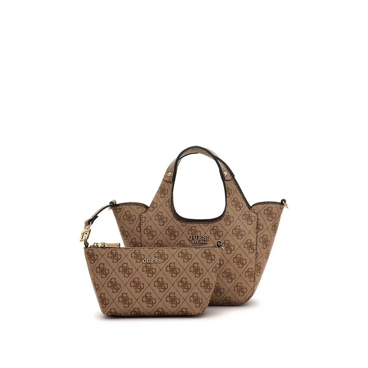 Calista Mini Shoulder Tote with Twin Handles Womens Bag In Lattee by Guess