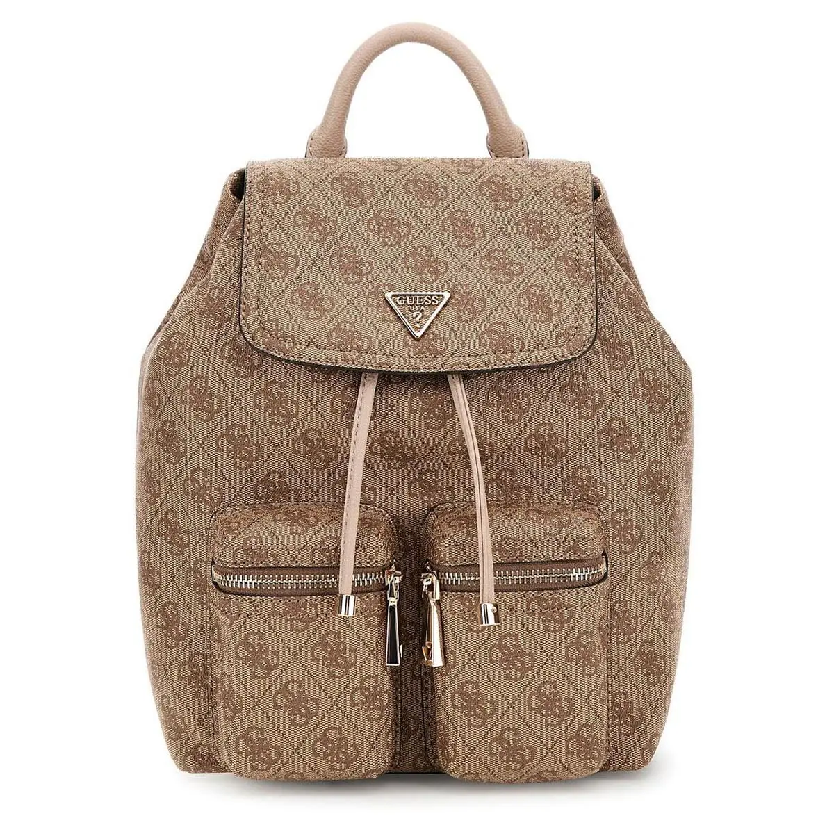 Manhattan Ii Flap Backpack Trolley Handle Womens Bag In Lattee by Guess