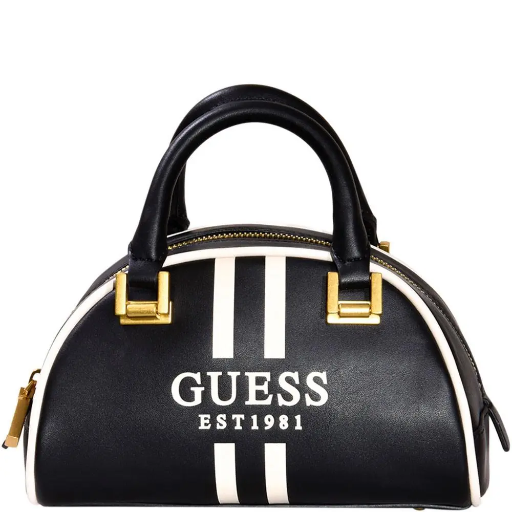 Women`s Mildred Mini Handbag Bowler Black/White by Guess