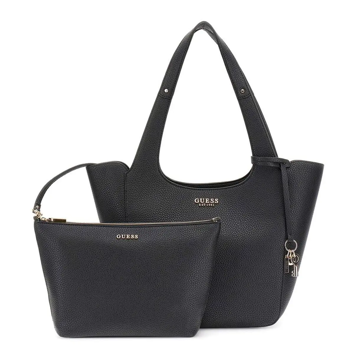 Calista 2 In 1 Shopper Tote Twin Handles Womens Bag In Black by Guess