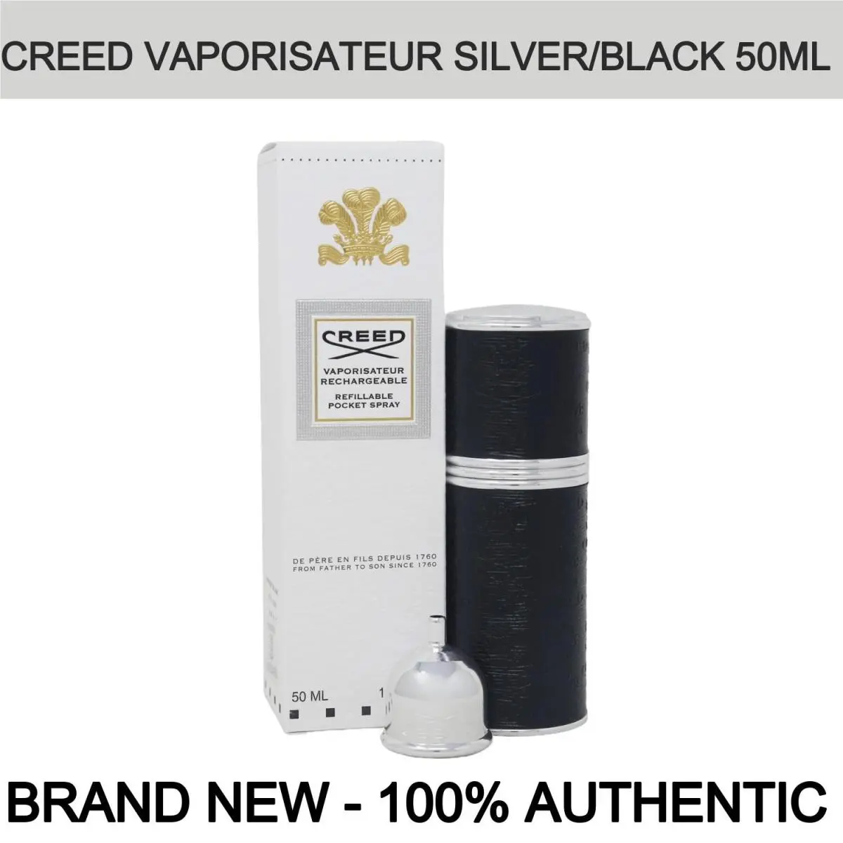 Creed Silver/black 50ml Rechargeable Refillable Pocket Spray –