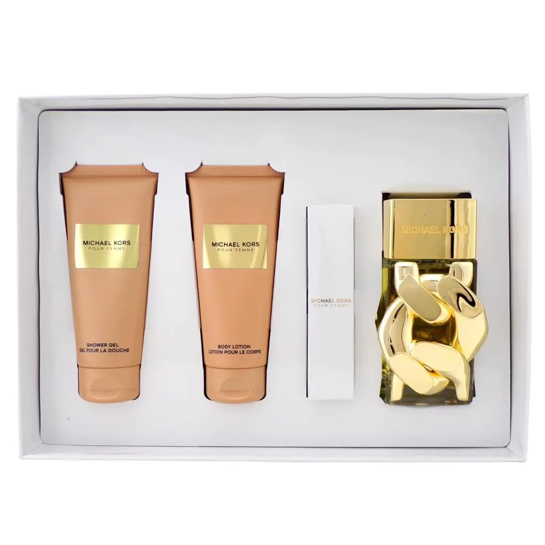 Michael Kors Pour Femme 4PC Set: Edp Spray Shower Gel Body Lotion Mini