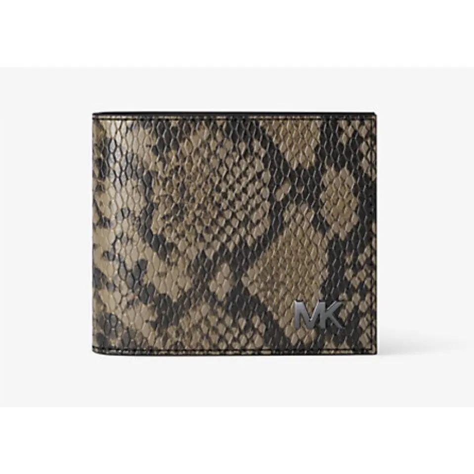 Michael Kors Cyrus Snake Embossed Billfold Wallet with Coin Pouch