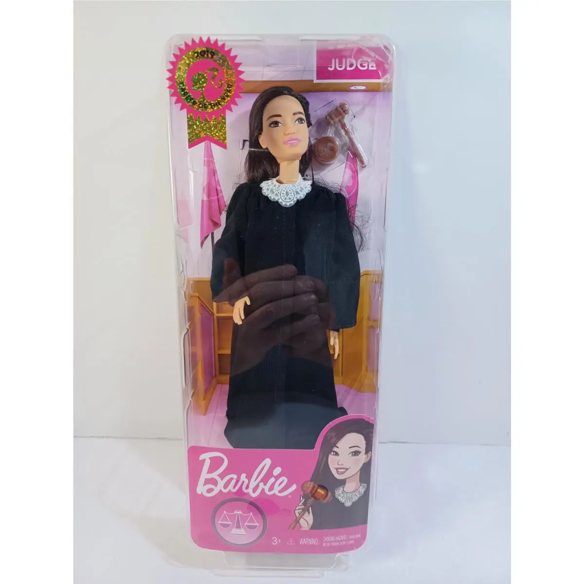 2019 Barbie Career of The Year Doll Judge Brunette/asian Black Robe Gavel