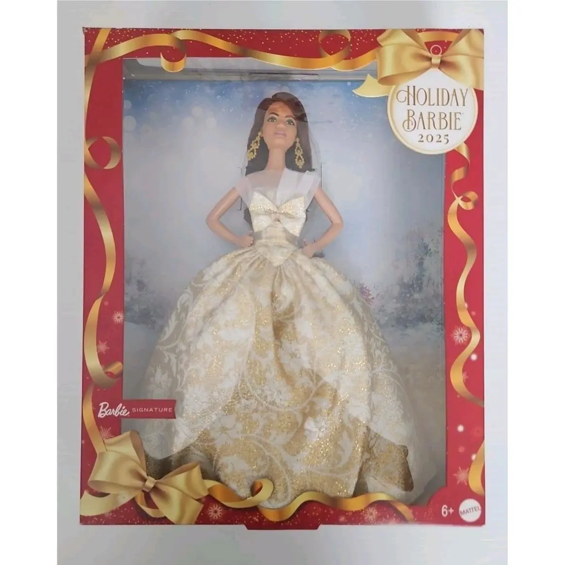 Barbie Signature 2025 Holiday Barbie Fashion Doll Dark Brown Hair