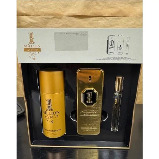 Paco Rabanne Gift Set 1 Million Golden Oud Parfum Intense 3pc 3.4 Oz. + 5.1oz. Deo +10ml Men