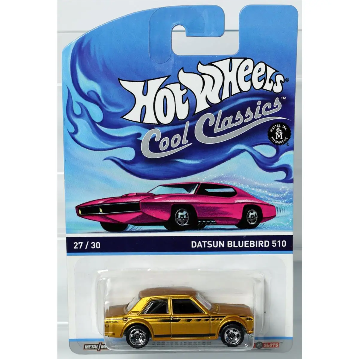 Hot Wheels Datsun Bluebird 510 Cool Classics - BDR33 Pink Card Nrfp Gold 1:64