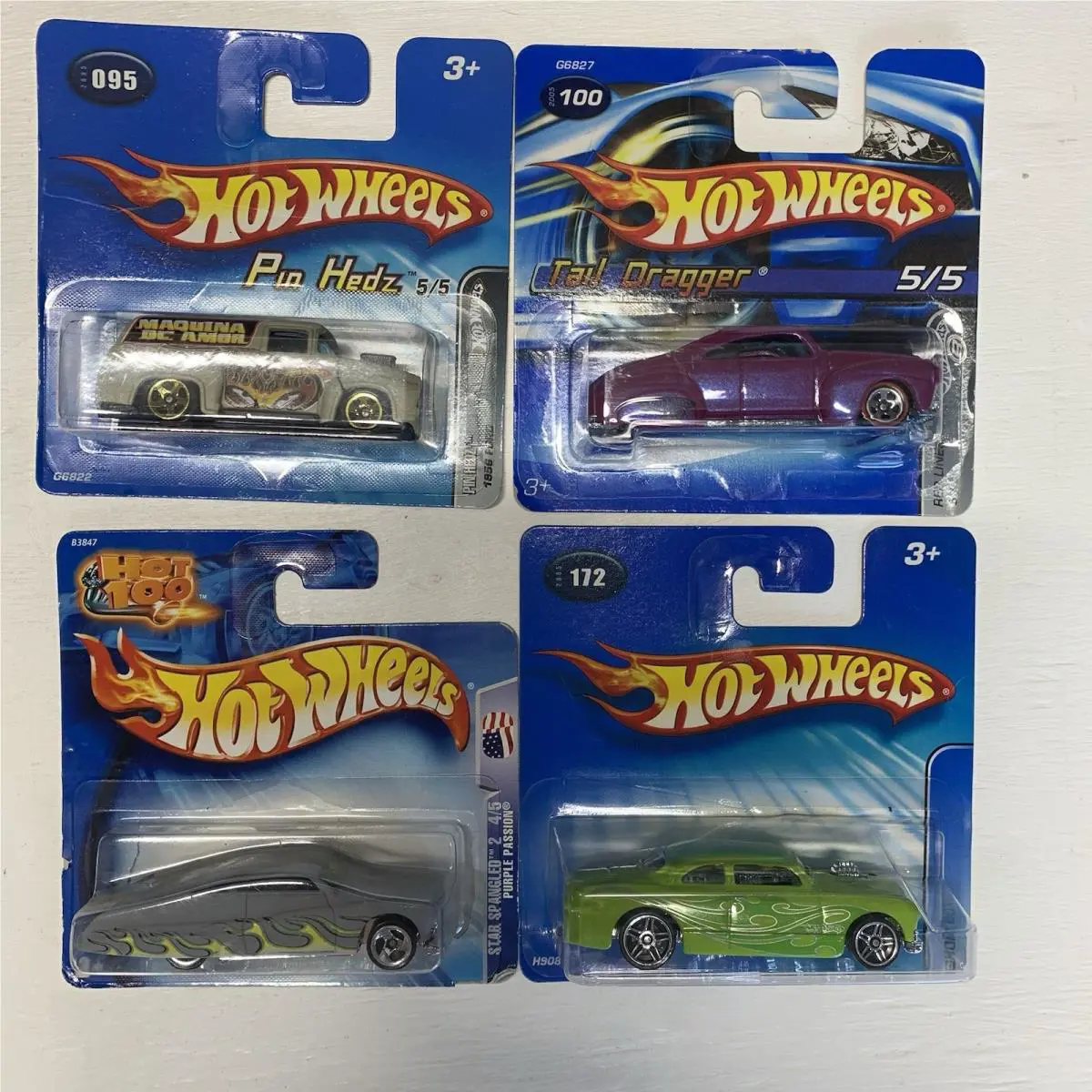 Vtg Hot Wheels Mattel Dragger Red Line Pin Hedz Pur Passion Shoe Box Short Card