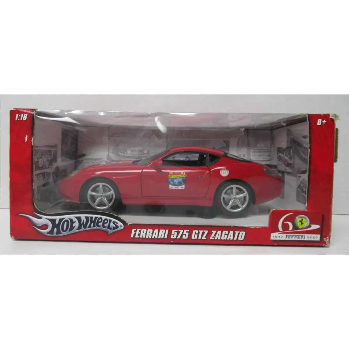 2007 Hot Wheels Red Ferrari 575 Gtz Zagato 1:18 Scale