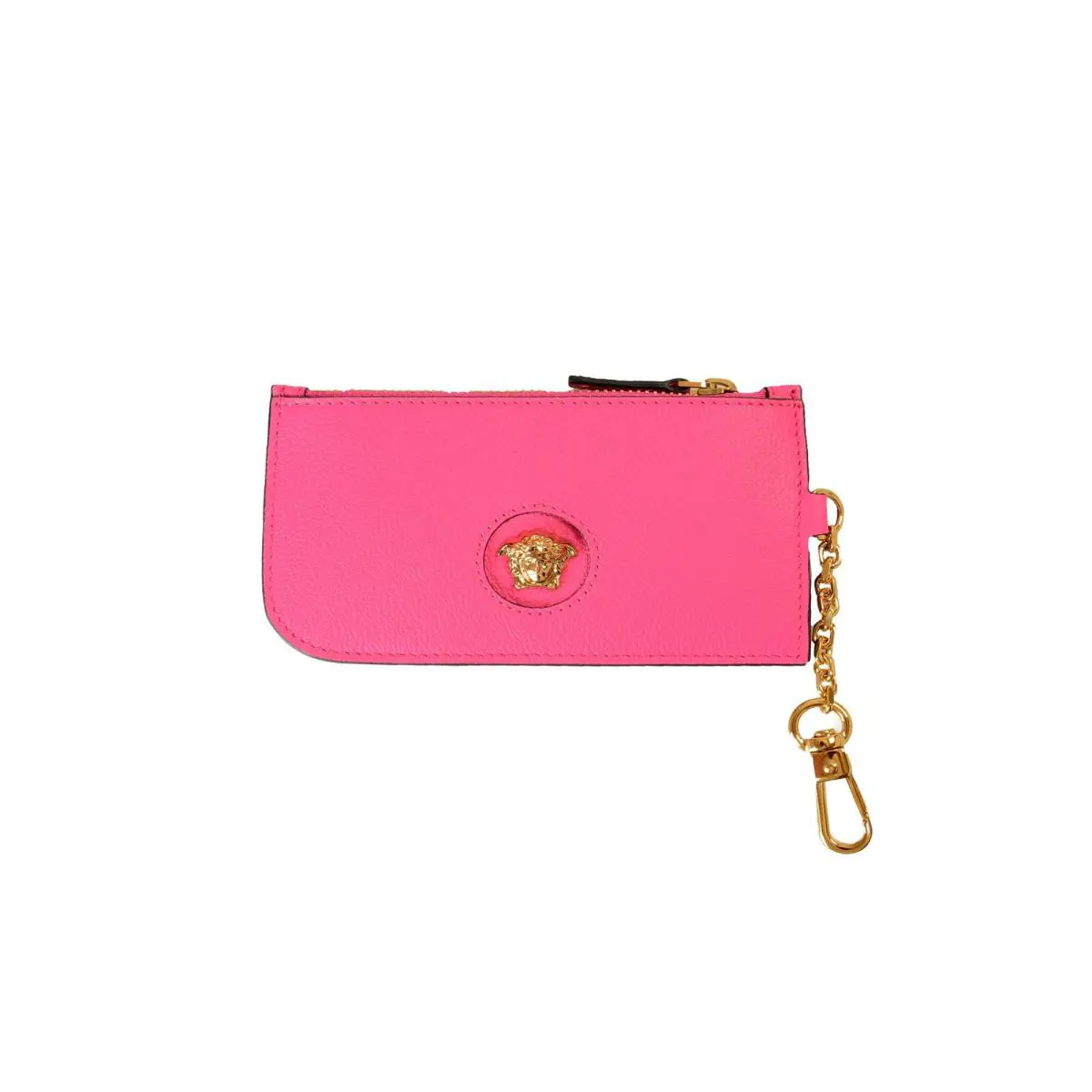 Versace Women`s Fuxia Textured Leather Card Case Keycha