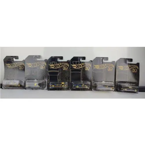 Hot Wheels Black Gold 50th Anniversary. Complete Set of 6 Cars. 2017 Edition