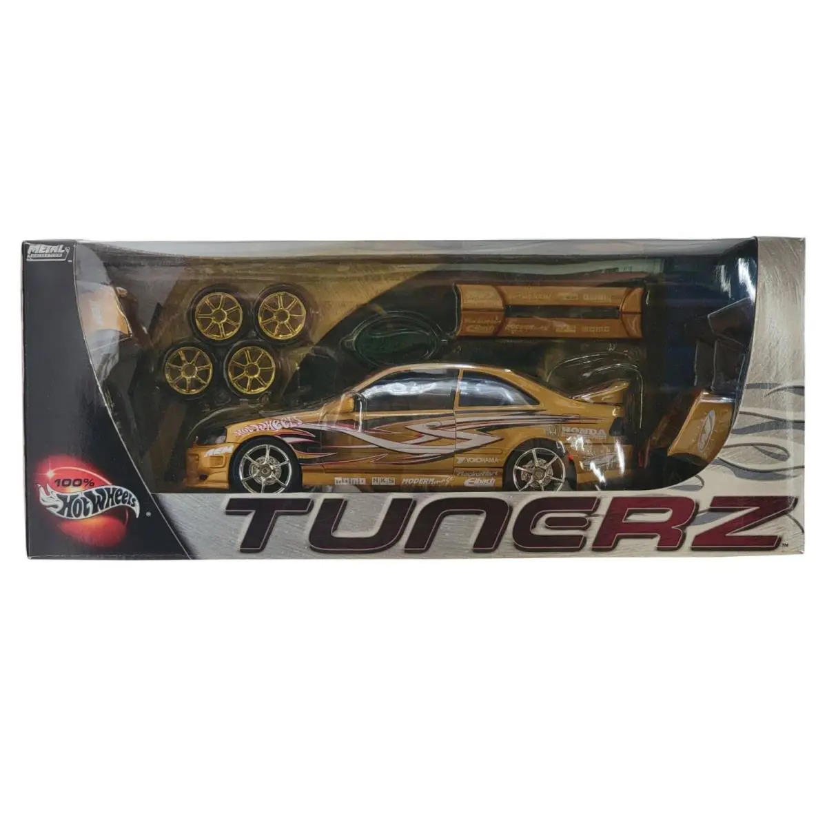2002 Hot Wheels 1:18 Tunerz Honda Civic Si Gold Diecast Car w/ Momo Wheels