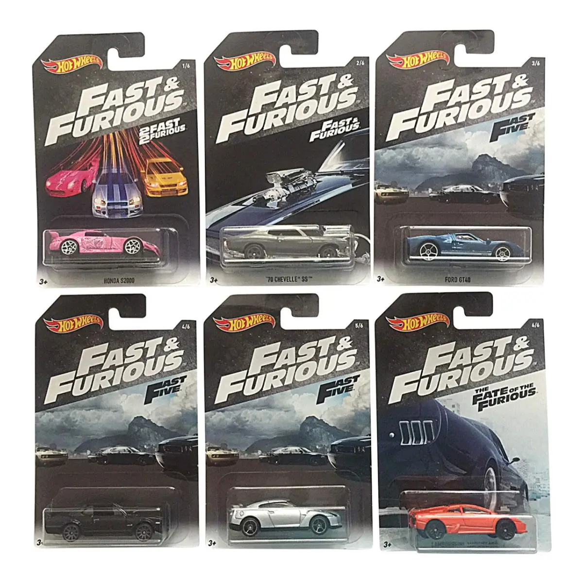 Hot Wheels Fast Furious Pack of 6 Cars