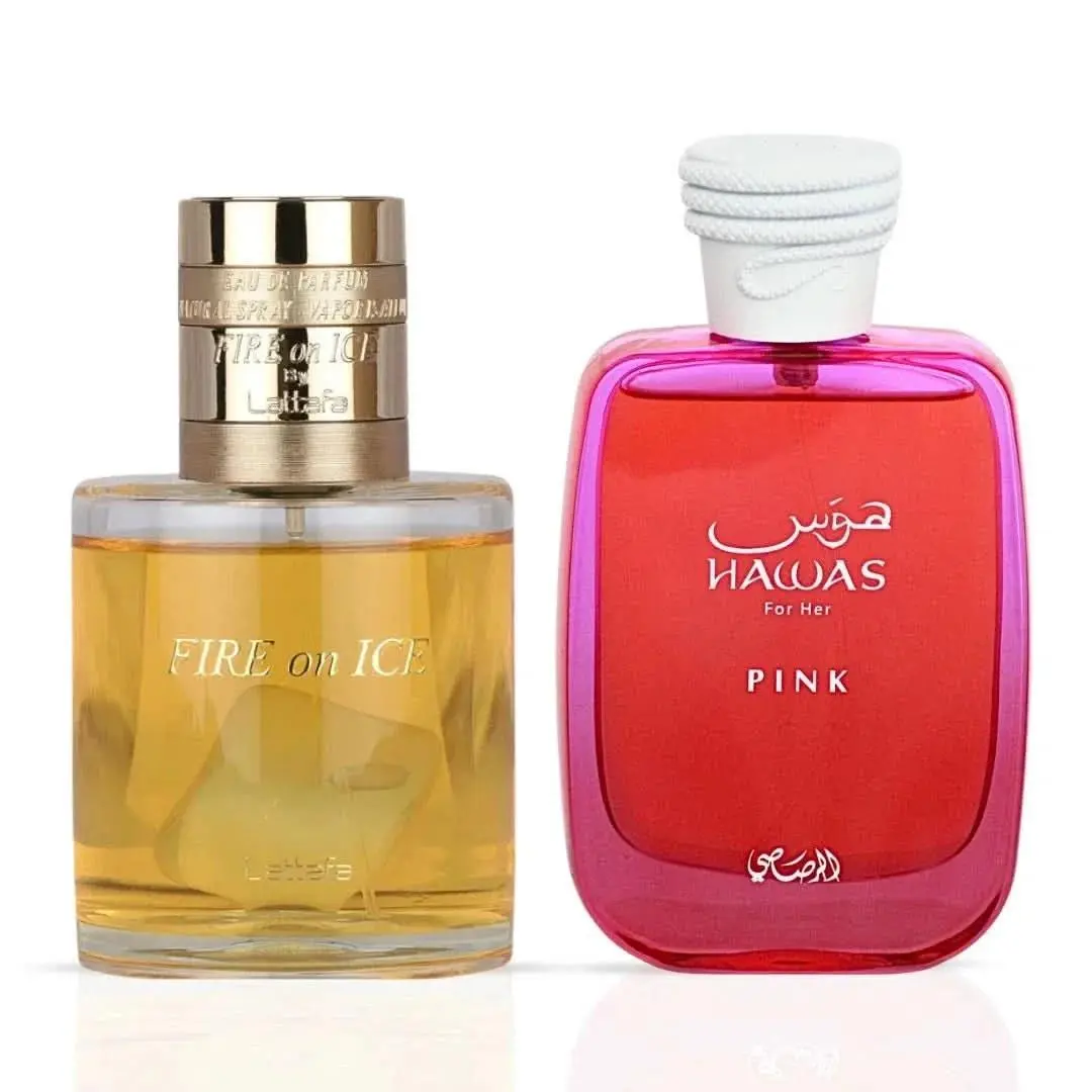 Fire On Ice 110ml  Hawas Pink For Her 100ml by Rasasi Edp Bundle by Lattafa