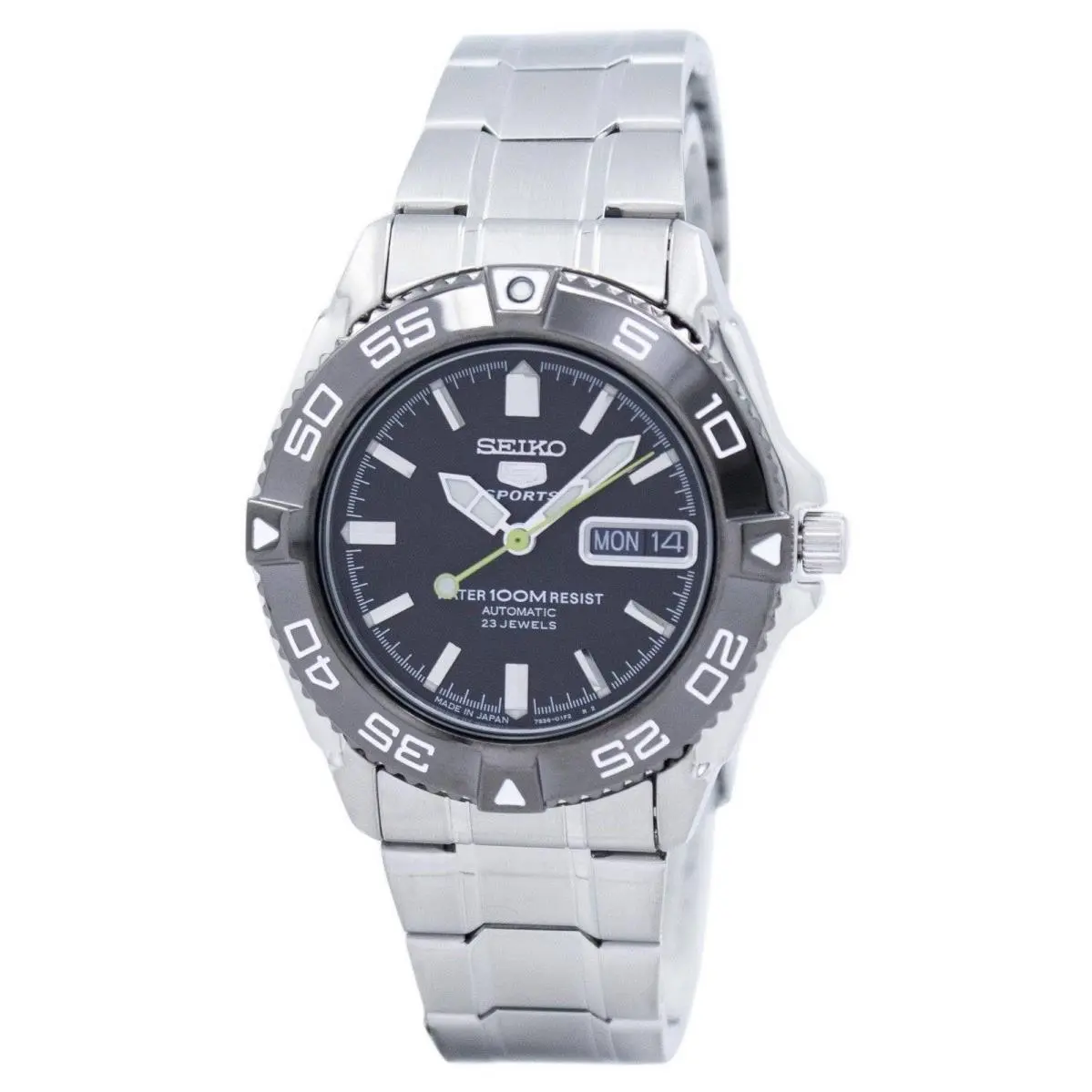5 Black Dial Sports Automatic 100M Japan Made SNZB23J1 Men`s Watch by Seiko