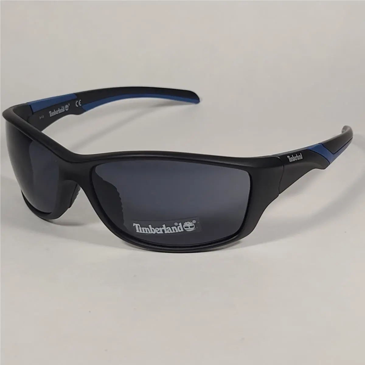 Timberland Sport Wrap Sunglasses Matte Black and Blue with Gray Lens TB7150 02A
