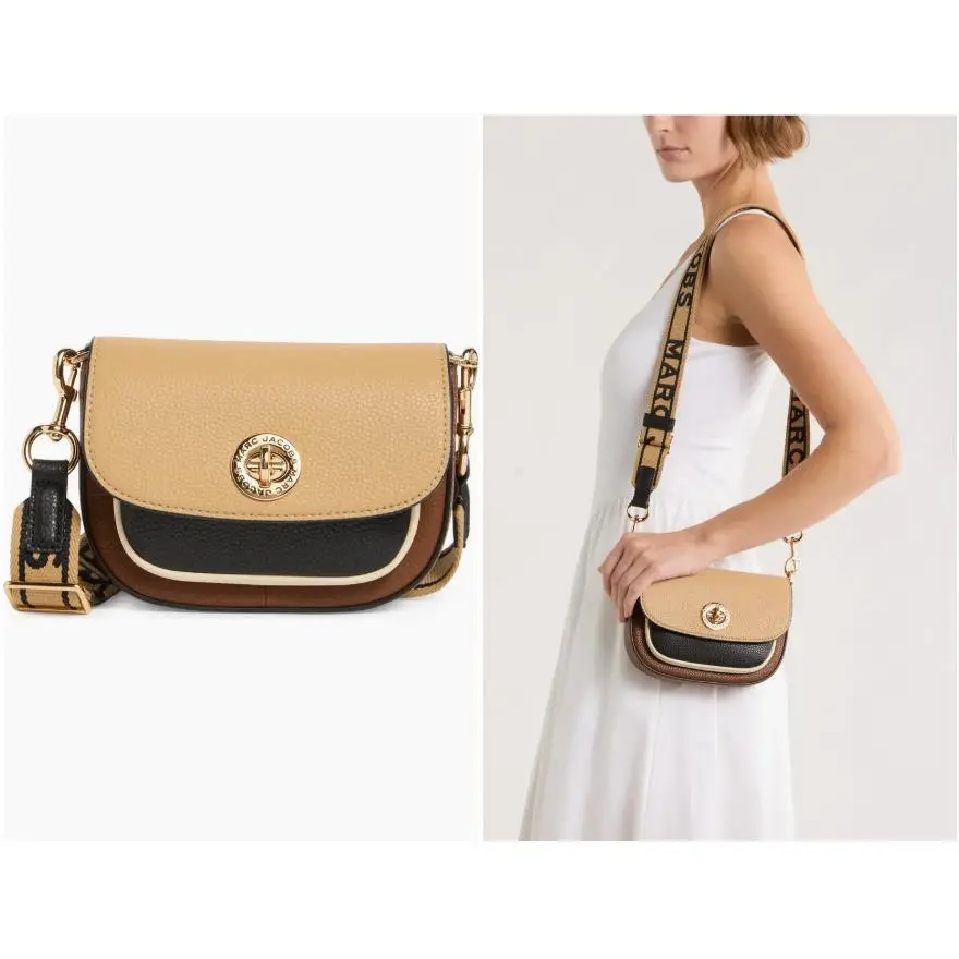 Marc Jacobs 4S4HMS010H01 Cognac Small Leather Signet Turnlock Crossbody Bag