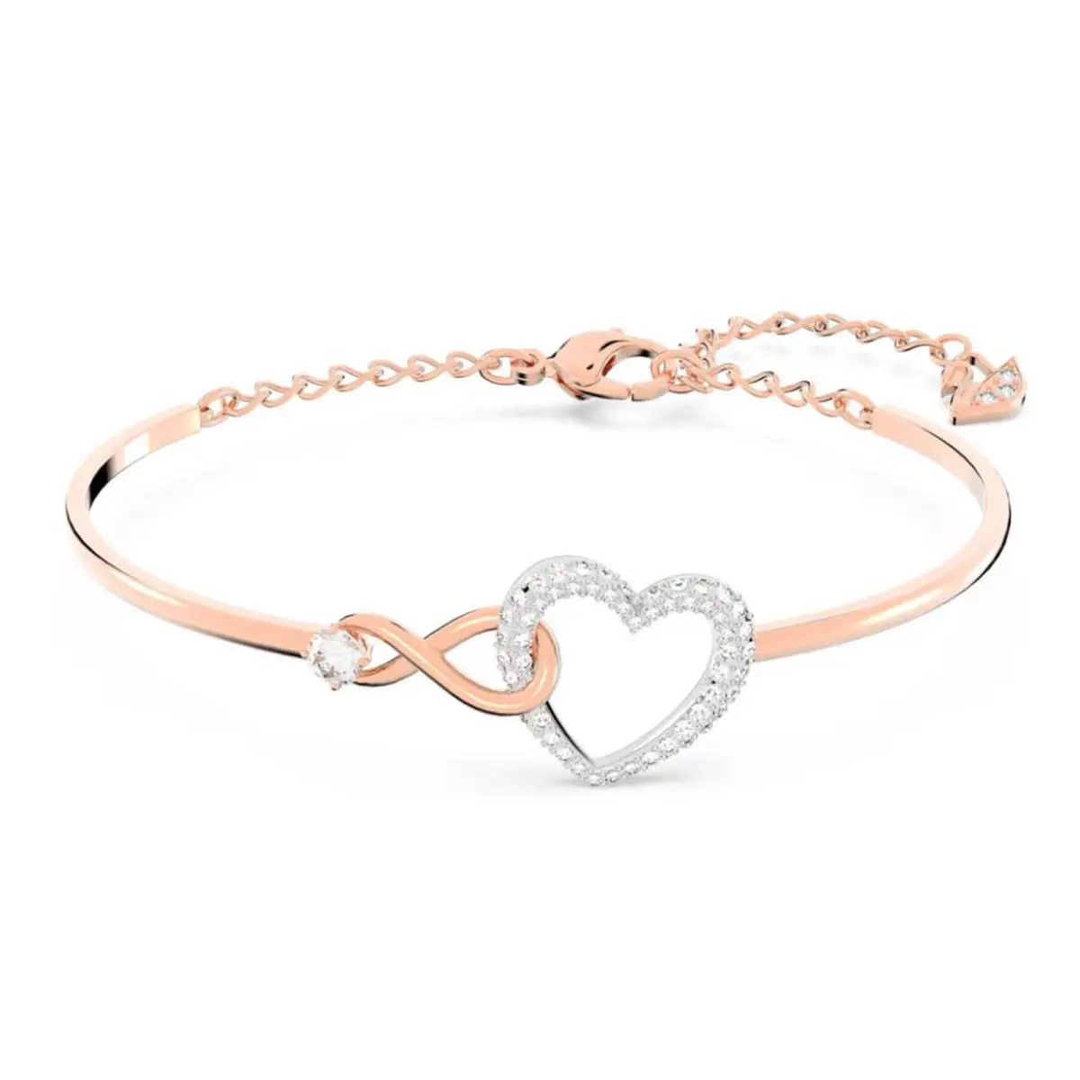 Swarovski Infinity Heart Jewelry Collection Necklaces and Bracelets Rose Gold Bangle Bracelet