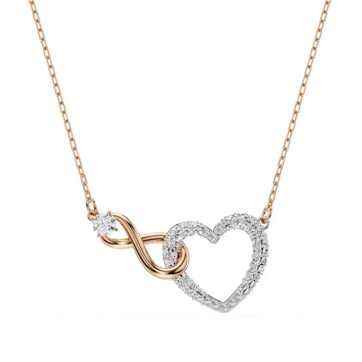 Swarovski Infinity Heart Jewelry Collection Necklaces and Bracelets Rose Gold Pendant Necklace