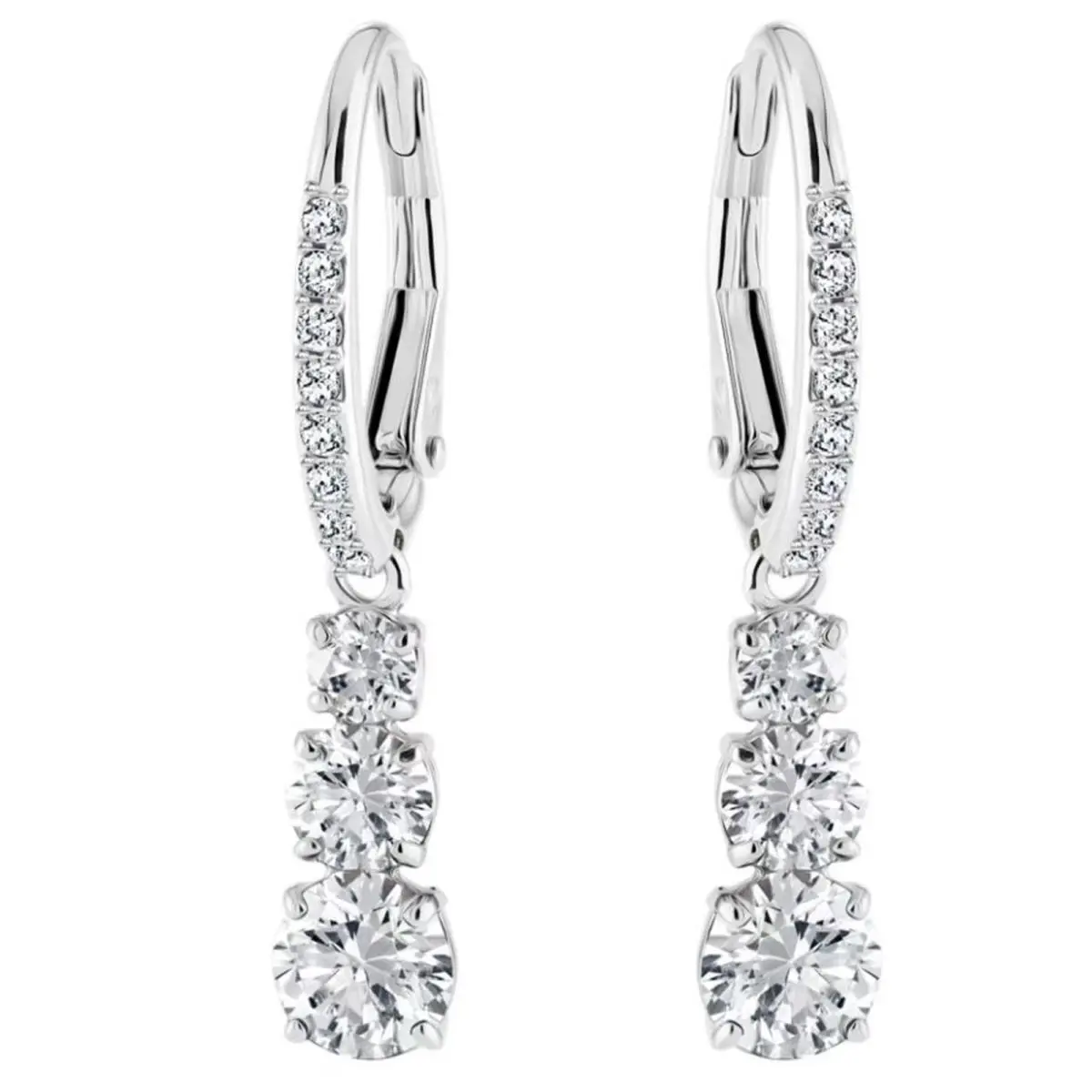 Stilla Attract Hoop and Stud Earrings White Rhodium Plated hoop earrings by Swarovski