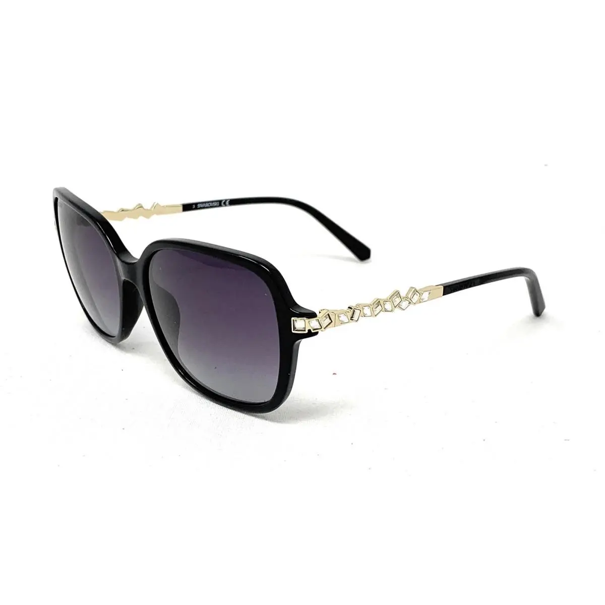 Swarovski Sunglasses SK 0265/S 01B Shiny Black Gold Grey 55mm