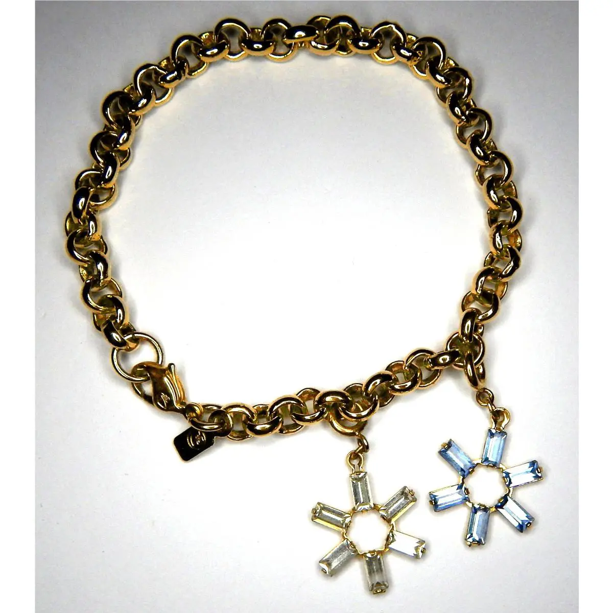 2008 Swarovski Crystal 14KGP Star Snowflake Adjustable Charm Bracelet 8