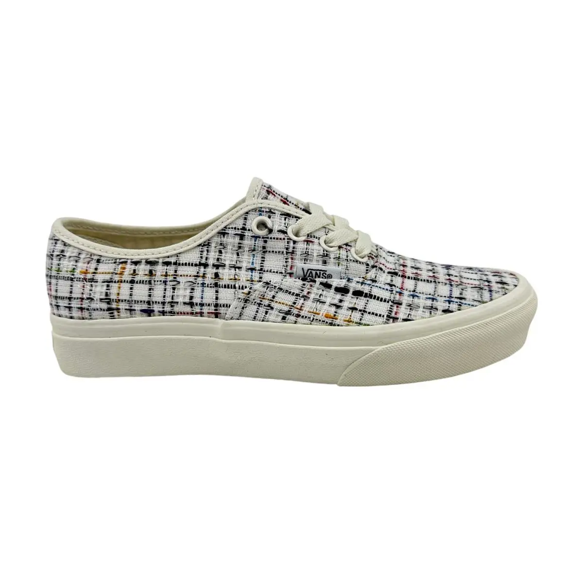 Vans Authentic Woven Plaid Marshmallow Womens Size 7 Athletic Sneaker - White, Manufacturer: (Woven Plaid) Marshmallow